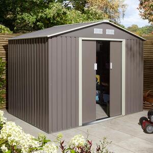 Thorpe Metal 8x6 Apex Shed In Light Grey