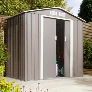 Thorpe Metal 6x4 Apex Shed In Light Grey