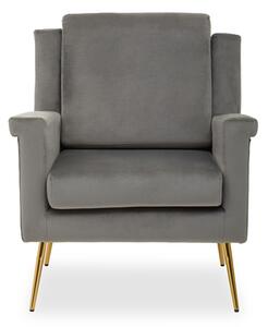 Salami Velvet Upholstered Armchair In Grey