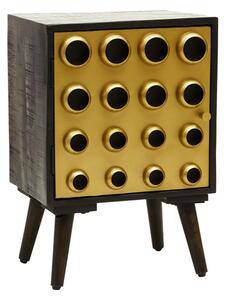 Atria Wooden Bedside Cabinet With 1 Door In Black And Gold