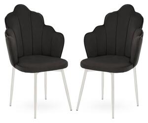 Tania Black Velvet Dining Chairs With Chrome Legs In A Pair