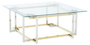 Elaina Clear Glass Coffee Table With Stainless Steel Base