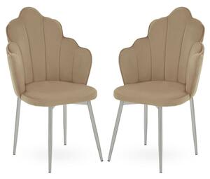 Tania Mink Velvet Dining Chairs With Chrome Legs In A Pair