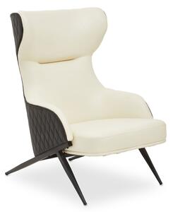 Kievy Faux Leather Upholstered Armchair In Ivory