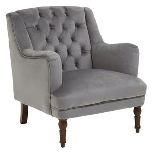 Lillie Velvet Upholstered Armchair In Grey