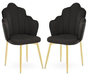 Tania Black Velvet Dining Chairs With Gold Legs In A Pair