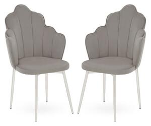 Tania Grey Velvet Dining Chairs With Chrome Legs In A Pair