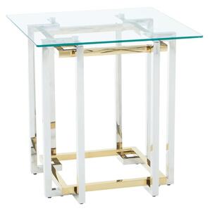 Elaina Clear Glass Side Table With Stainless Steel Base