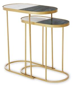 Saur Marble Nest Of 2 Tables With Gold Metal Base