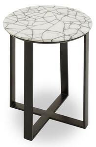 Marmora Marble Side Table With Black Metal Base