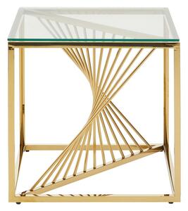 Amelia Clear Glass End Table With Gold Metal Base