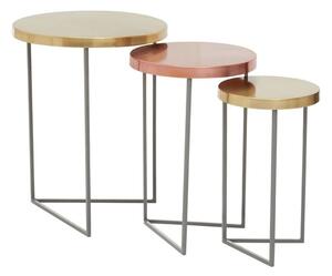 Koura Metal Nest Of 3 Tables In Gold And Grey