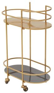 Koura Metal Rolling Drinks Trolley In Gold And Grey