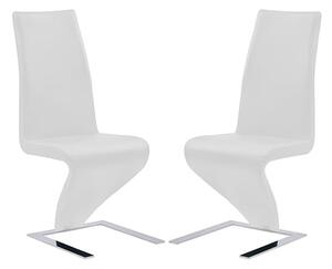 Demi Z White Faux Leather Dining Chairs With Chrome Feet In Pair