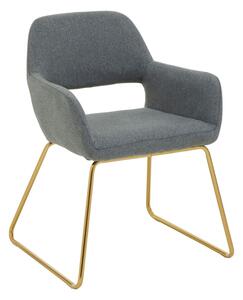 Porrima Grey Fabric Dining Chair With Gold Metal Base