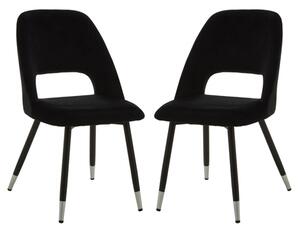 Warns Black Velvet Dining Chairs With Silver Foottips In A Pair