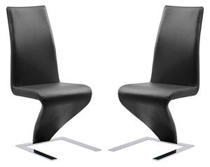 Demi Z Black Faux Leather Dining Chairs With Chrome Feet In Pair