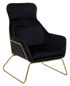 Porrima Velvet Armchair With Gold Metal Frame In Black