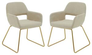 Porrima Natural Fabric Dining Chairs With Gold Base In A Pair