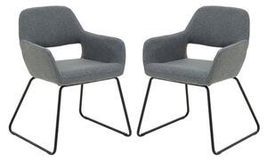 Porrima Grey Fabric Dining Chairs With Black Base In A Pair