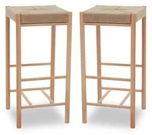 Bender Natural Wooden Bar Stools In A Pair