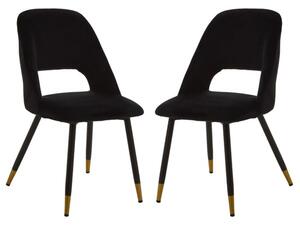 Warns Black Velvet Dining Chairs With Gold Foottips In A Pair