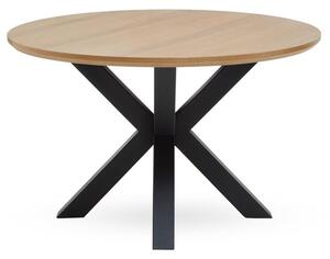 Sawford Round Wooden Dining Table In Natural And Black