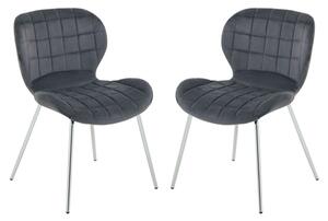 Warden Grey Velvet Dining Chairs With Silver Legs In A Pair