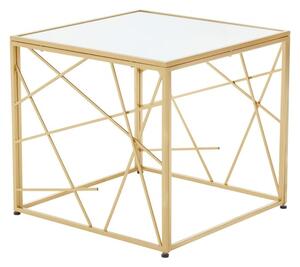 Farota Square Mirrored Glass Side Table With Gold Frame