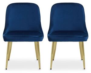 Demine Midnight Blue Velvet Dining Chairs In A Pair