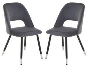 Warns Grey Velvet Dining Chairs With Silver Foottips In A Pair