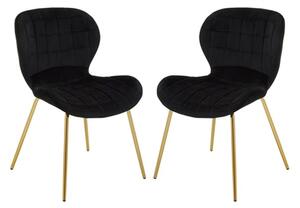 Warden Black Velvet Dining Chairs With Gold Legs In A Pair