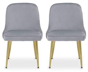 Demine Grey Velvet Dining Chairs In A Pair