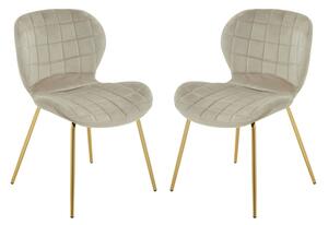 Warden Mink Velvet Dining Chairs With Gold Legs In A Pair