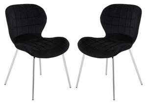 Warden Black Velvet Dining Chairs With Silver Legs In A Pair