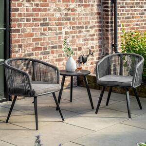 Crail Metal 2 Seater Bistro Set With Rope Weave In Charcoal