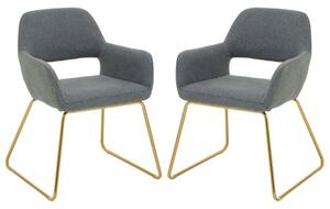 Porrima Grey Fabric Dining Chairs With Gold Base In A Pair