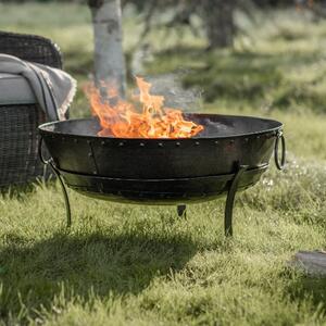 Abbots Round Metal Fire Pit In Black