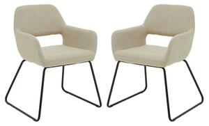 Porrima Natural Fabric Dining Chairs With Black Base In A Pair