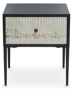 Laxer Wooden Side Table In Grey With Black Metal Frame