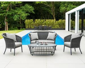 Crod Outdoor Curved Top Lounger Set With Coffee Table In Grey