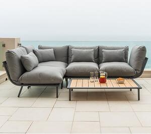 Beox Outdoor Corner Lounger Set With Roble Coffee Table In Grey