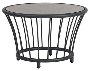 Crod Outdoor Pebble Wooden Top Side Table With Grey Metal Frame