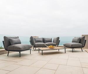 Beox Outdoor Lounger Set With Roble Coffee Table In Grey