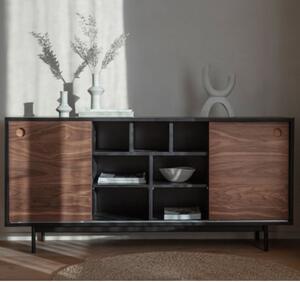 Busby Wooden Sideboard With 2 Doors In Black And Walnut