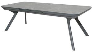 Rykon Outdoor Extending Glass Dining Table In Grey Ceramic Effect