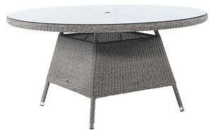 Monx Outdoor 1500mm Glass Top Dining Table In Mid Grey