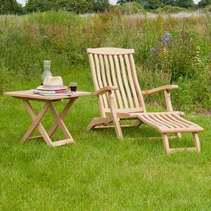 Robalt Wooden Relaxing Chair With Side Table In Natural