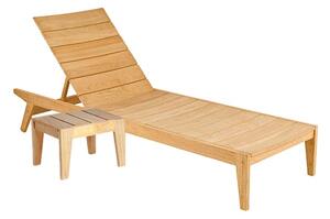 Robalt Wooden Adjustable Sun Bed With Side Table In Natural