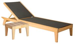 Robalt Adjustable Wooden Sun Bed With Side Table In Natural